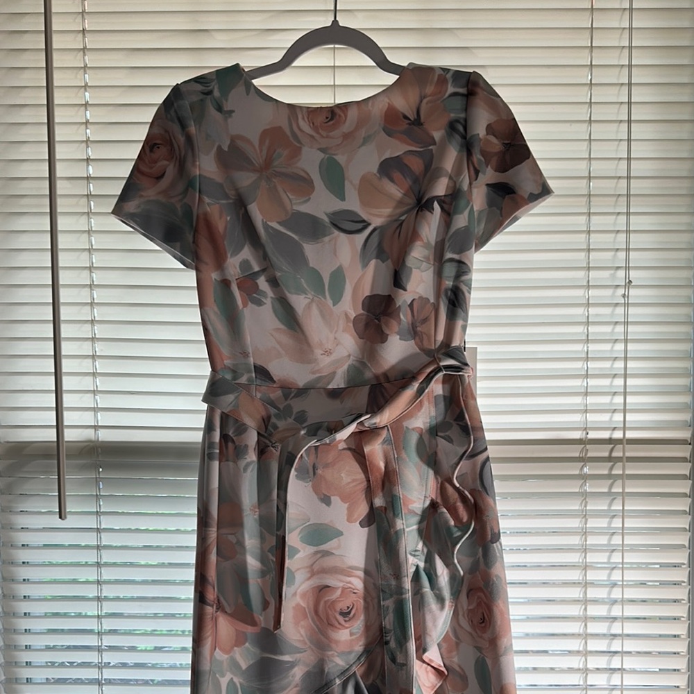 Calvin Klein Floral Midi Dress - Pink and Green
